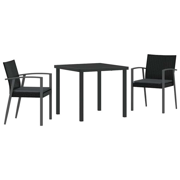 vidaXL Ensemble de salle à manger pour jardin 3 Pièces Noir et gris