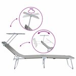 vidaXL Transat 2 Pièces Gris 58 x 188 x 77cm Polyester