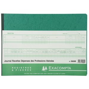 Journal de recettes et dépenses des professions libérales, 80 pages, 27 x 38 cm