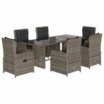 vidaXL Ensemble à manger de jardin et coussins 7 Pièces gris rotin