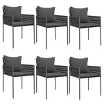 vidaXL Chaises de jardin avec coussins lot de 6 noir 54x61x83 cm rotin
