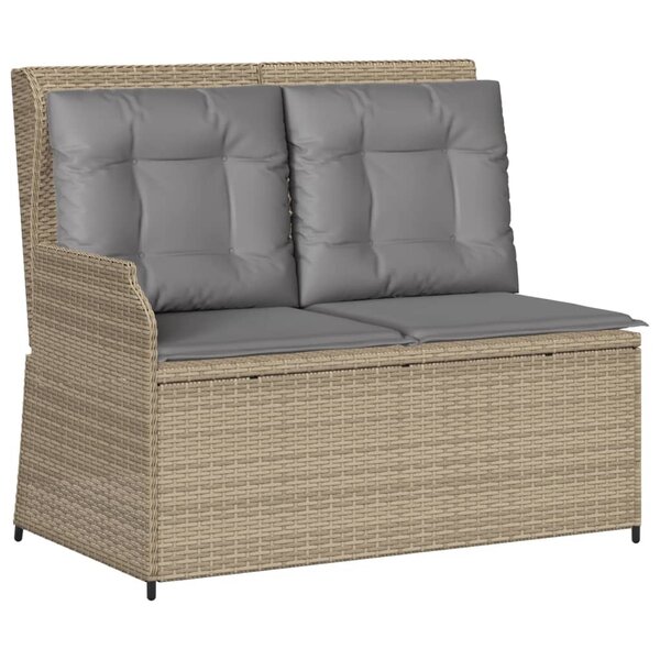 vidaXL Banc inclinable de jardin avec coussins beige résine tressée