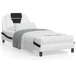 vidaXL Lit avec matelas blanc et noir 80x200 cm similicuir
