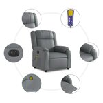 vidaXL Fauteuil de massage inclinable électrique gris similicuir