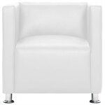 vidaXL Fauteuil cube blanc simili cuir