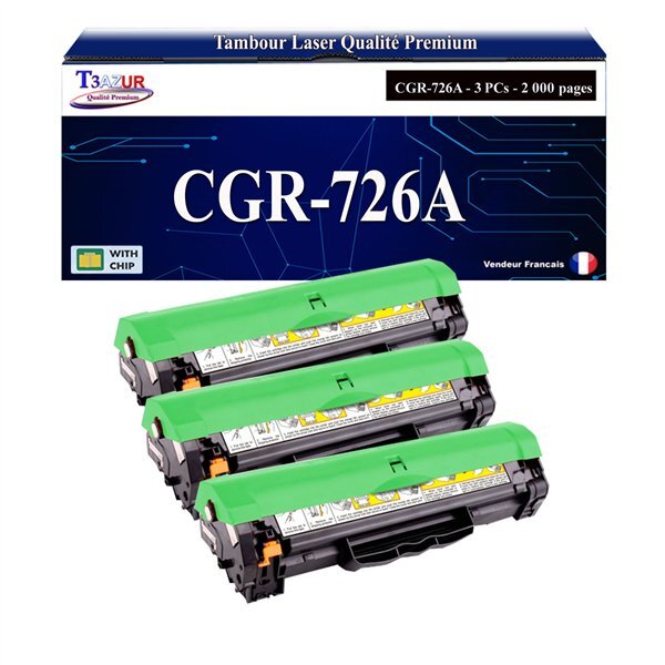 T3AZUR -3x Toners compatibles avec Canon 726 (3483B002) pour Canon LBP-6200D  LBP-6230DW Noir - 2 100p
