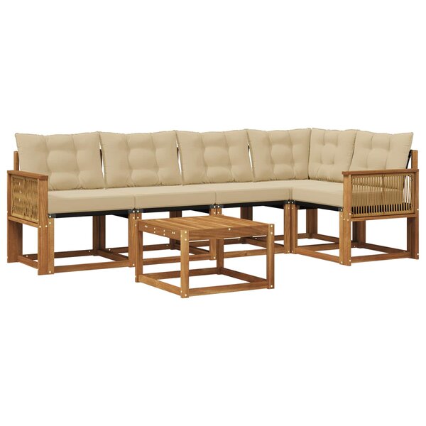 vidaXL Ensemble de canapés d'extérieur 6 Pièces Naturel et Beige