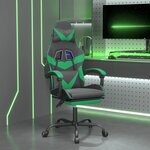 vidaXL Chaise de jeu avec repose-pied Noir et vert Similicuir