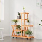 vidaXL Support à fleurs avec roues 95x25x101 cm bois massif de sapin