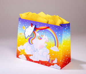 Sac cadeau licorne mmhzl 25 x h 20 arc en ciel