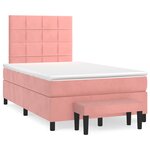 vidaXL Sommier à lattes de lit avec matelas rose 120x190 cm velours