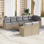 vidaXL Ensemble de canapé de jardin 9 Pièces Beige Poly rotin
