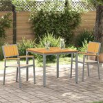 Chaises d'extérieur vidaXL 2 Pièces Empilables en Bois Acacia et Métal Gris
