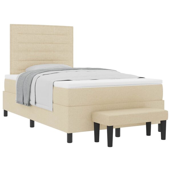 vidaXL Lit à ressorts avec tête de lit Crème 120 x 190 cm tissu