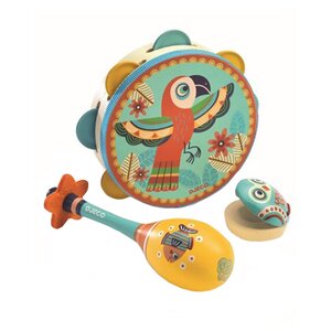 Djeco DJ06016 - Animambo Set musical tambourin  maracas et castagnette