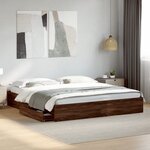 vidaXL Cadre de lit avec tiroirs sans matelas chêne marron 200x200 cm