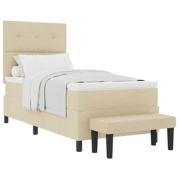 vidaXL Lit à ressorts avec tête de lit Crème 80 x 200 cm tissu