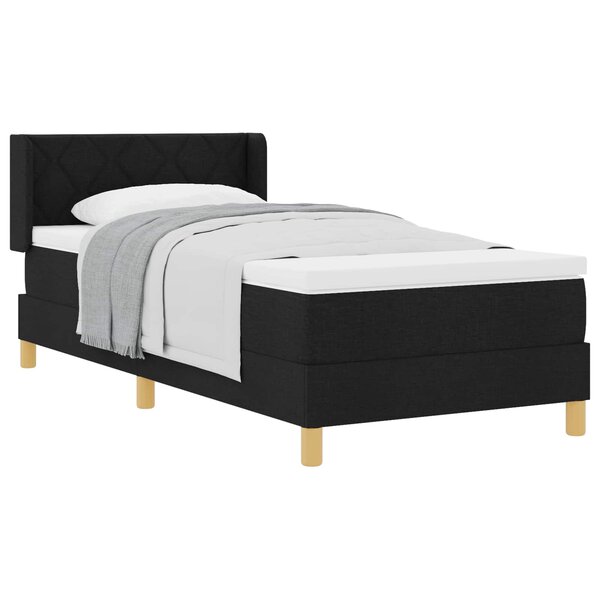 vidaXL Lit à ressorts avec matelas Noir 190 x 90 cm tissu