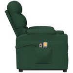 vidaXL Fauteuil de massage Vert foncé Tissu