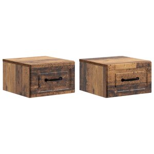 vidaXL Cabinet de chevet mural 2 pc Bois ancien 34 5 x 33 x 20 cm