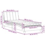 vidaXL Lit avec matelas gris foncé 90x200 cm tissu