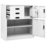 Armoire de bureau blanche 90 x 40 x 102 cm avec étagère réglable et 3 tiroirs design moderne en acier blanc 02_0046903