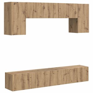 vidaXL Ensemble meuble TV Montage mural 5 Pièces Noir Bois d'ingénierie