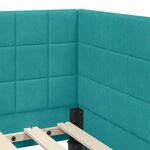 vidaXL Cadre de lit d'angle Turquoise 90 x 200 cm Velours