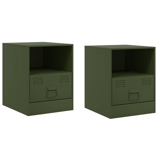 vidaXL Tables de chevet 2 Pièces vert olive 34 5x39x44 cm acier