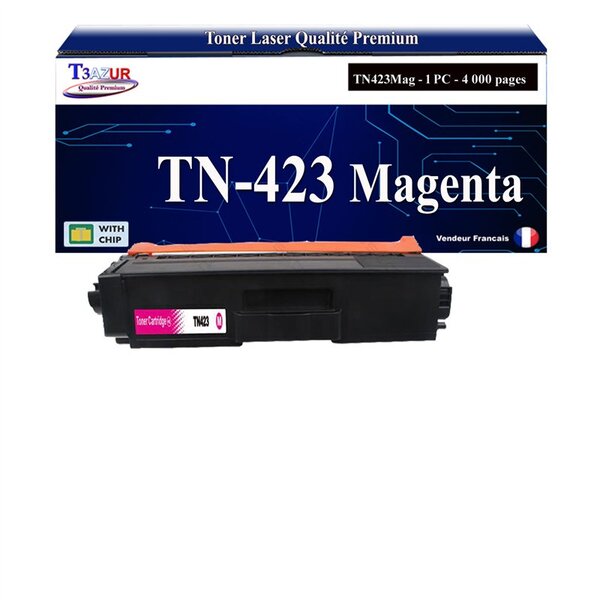 T3AZUR - Toner compatible avec Brother TN421  TN423 Magenta pour Brother MFC-L8690CDW  MFC-L8900CDW