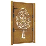 vidaXL Portail de jardin 105x130 cm acier corten conception de l'arbre