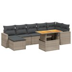 vidaXL Salon de jardin 8 Pièces avec coussins gris résine tressée