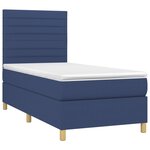 vidaXL Sommier à lattes de lit et matelas et LED Bleu 90x200 cm Tissu