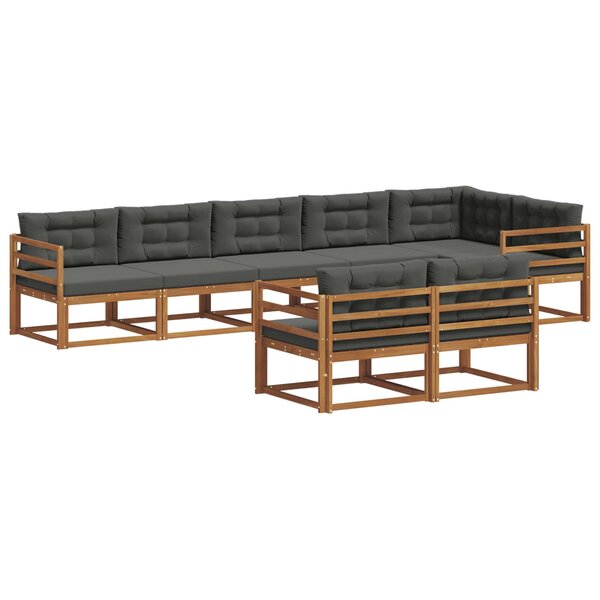 vidaXL Ensemble de canapés d'extérieur 8 pc Naturel et Anthracite