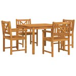 Ensemble de salle à manger de jardin vidaXL en bois massif d'acacia 5 pièces