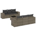 vidaXL Salon de jardin avec coussins 7 Pièces gris résine tressée