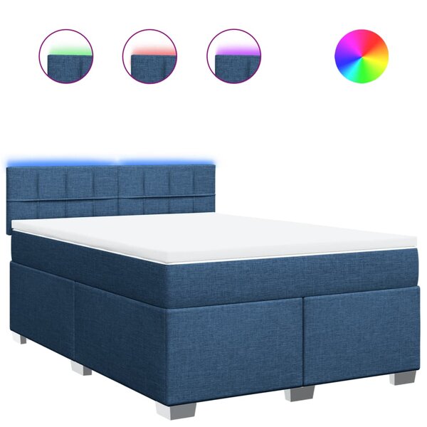 vidaXL Sommier à lattes de lit avec matelas Bleu 140x200 cm Tissu