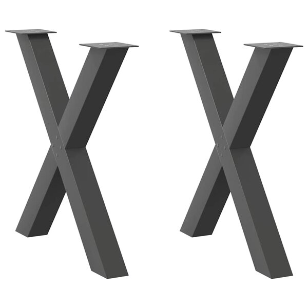 vidaXL Pieds de table à manger en forme de X 2 pièces Anthracite 70 x (72-73) cm Acier