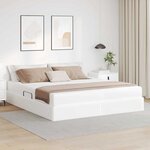 vidaXL Lit avec rangement et matelas avec matelas Blanc 180 x 200 cm