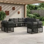 vidaXL Ensemble de canapés d'extérieur Noir et Gris foncé Polyester