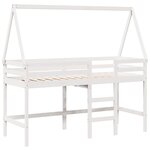 vidaXL Lit superposé et échelle et toit blanc 90x200cm bois pin massif