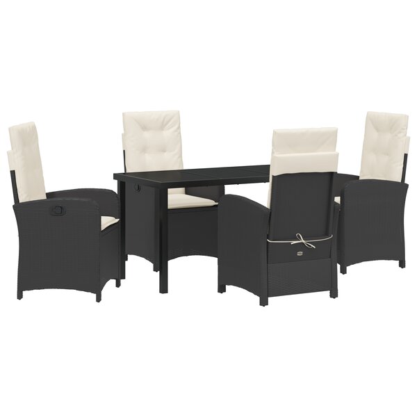 vidaXL Ensemble de dining de jardin 5 pièces avec coussins Rattan poly noir