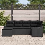 vidaXL Ensemble de canapé de jardin 6 Pièces Noir polyrotin