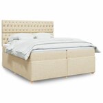 vidaXL Sommier à lattes de lit avec matelas Crème 200x200 cm Tissu