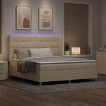 vidaXL Lit à ressorts avec bandes LED Crème 180 x 200 cm tissu