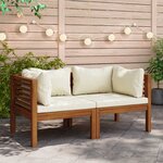 vidaXL Canapés d'angle 2 Pièces avec coussins blanc crème Acacia solide