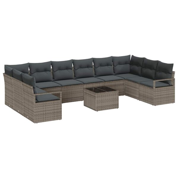 vidaXL Ensemble de canapé de jardin avec coussin 11 Pièces Gris clair