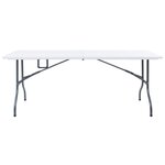 vidaXL Table pliable de jardin avec 2 bancs 180 cm Acier et PEHD Blanc