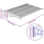 vidaXL Auvent de porte Gris et transparent 122x90 cm Polycarbonate