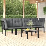 vidaXL Salon de jardin 5 Pièces noir et gris résine tressée